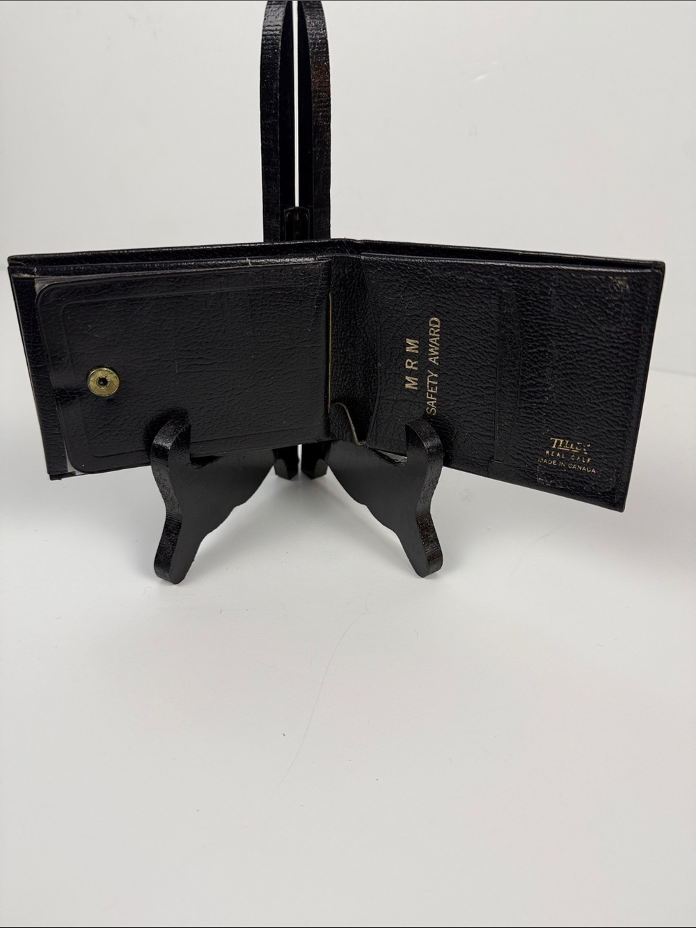 Black Leather Bifold Wallet with Coin Pocket